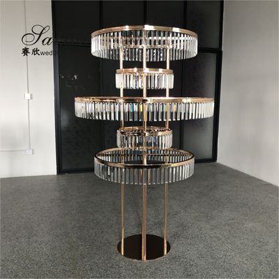 ZT-553 Saixin custom luxury tall five tier circle crystal centerpieces for events