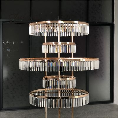 ZT-553 Saixin custom luxury tall five tier circle crystal centerpieces for events