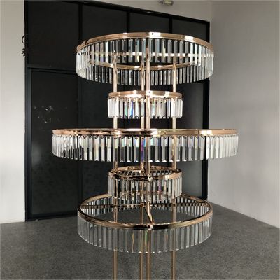 ZT-553 Saixin custom luxury tall five tier circle crystal centerpieces for events