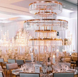 ZT-553 Saixin custom luxury tall five tier circle crystal centerpieces for events