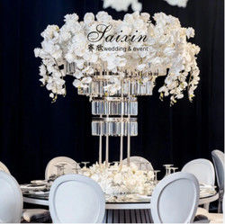 ZT-553 Saixin custom luxury tall five tier circle crystal centerpieces for events